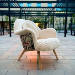 Bucket-type armchair Moder Design Leopards White Magic Deluxe Fabric