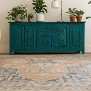 Moroccan Handmade Abstract Hand painted Table, Living Room Table, Geometric Sideboard, Console table, Gift, Real Wood Table, Cabinet